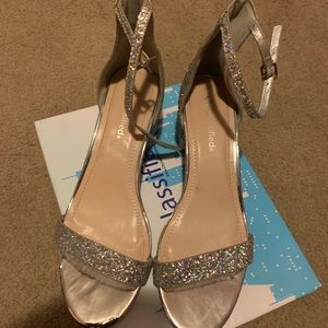 Silver sparkle heels